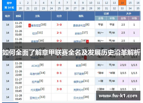 如何全面了解意甲联赛全名及发展历史沿革解析